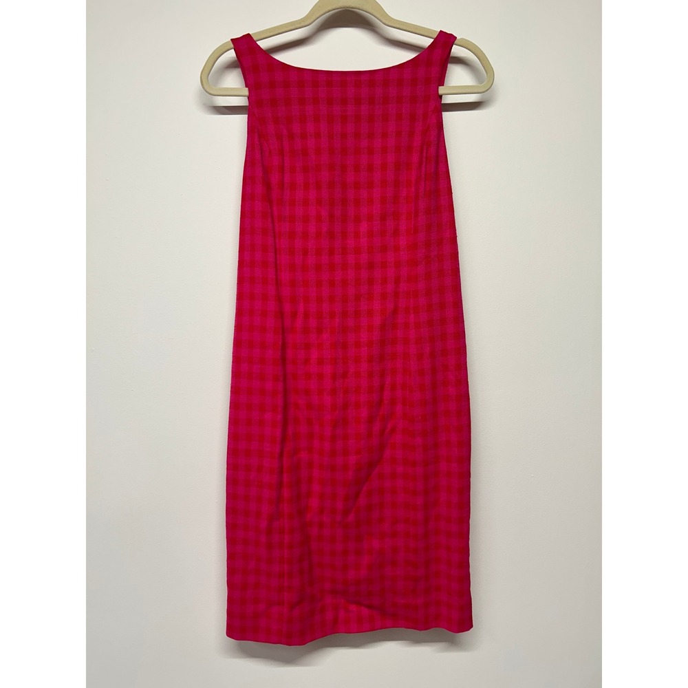 J.Crew Pink Gingham Sheath Midi Dress Preppy Old Money Coastal Size 0 NWT - Picture 2 of 4